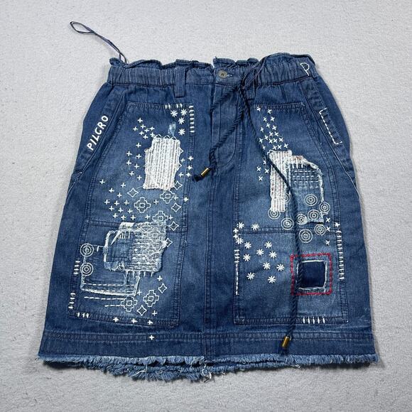 Anthropologie‎ Pilcro and the Letterpress Patchwork Denim Skirt Size XS - Picture 1 of 8